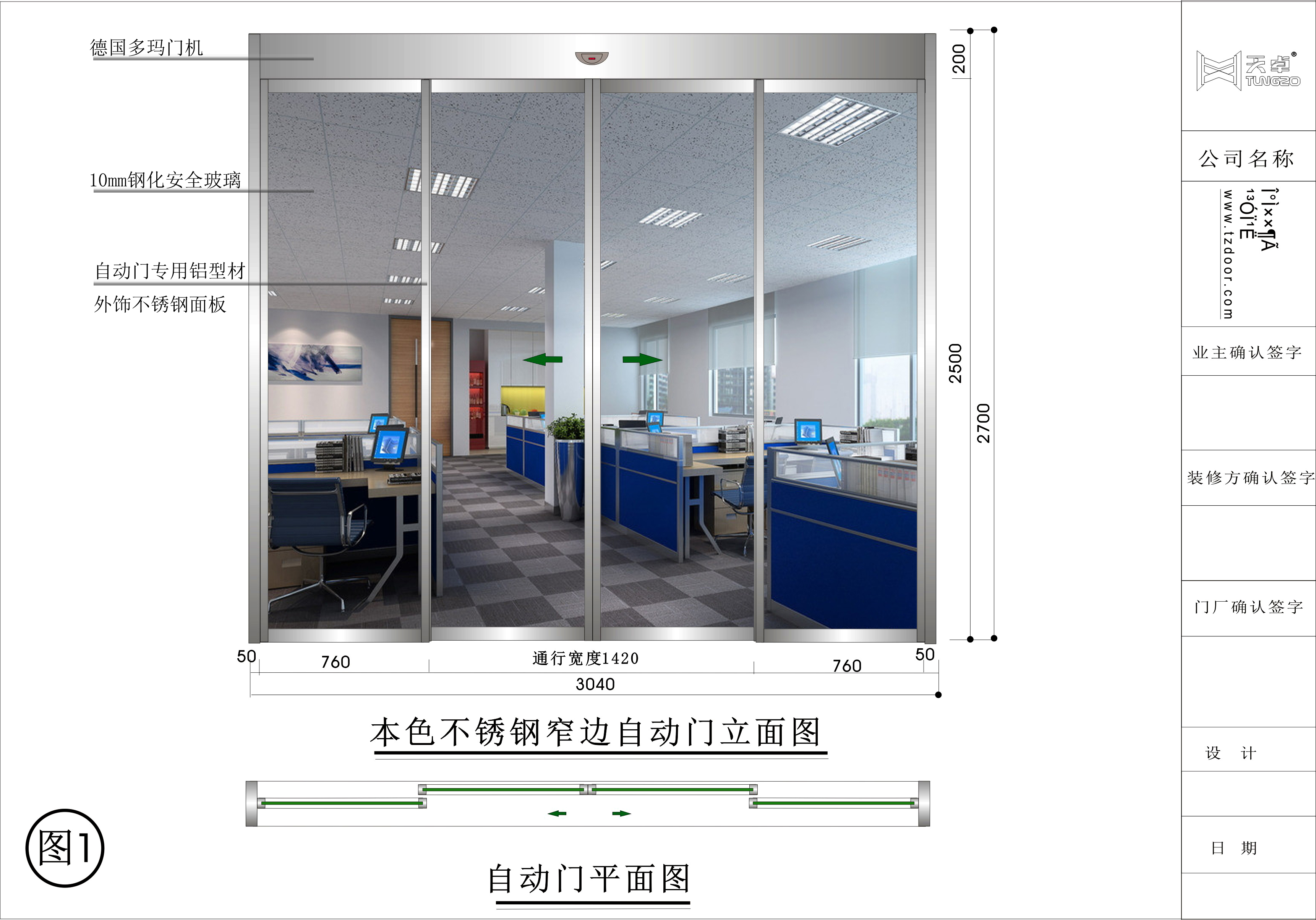 本色不銹鋼 自動(dòng)門窄邊1