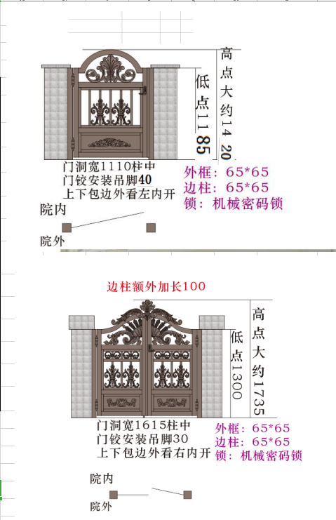 西安紫薇田園都市庭院鋁藝門(mén)設(shè)計(jì)圖 